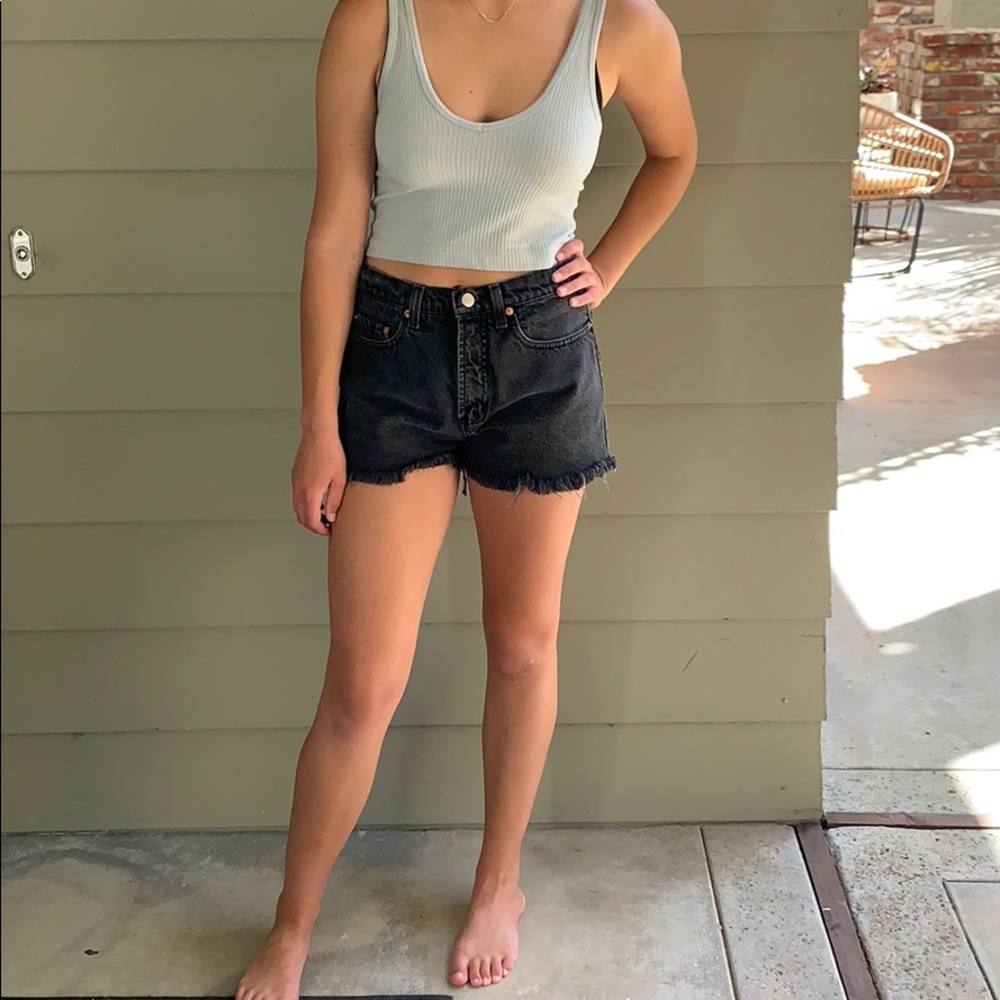 Black Denim High waisted Shorts
